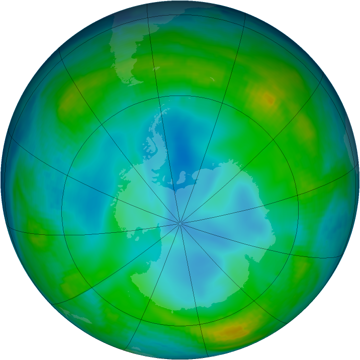 Antarctic ozone map for 22 June 1999